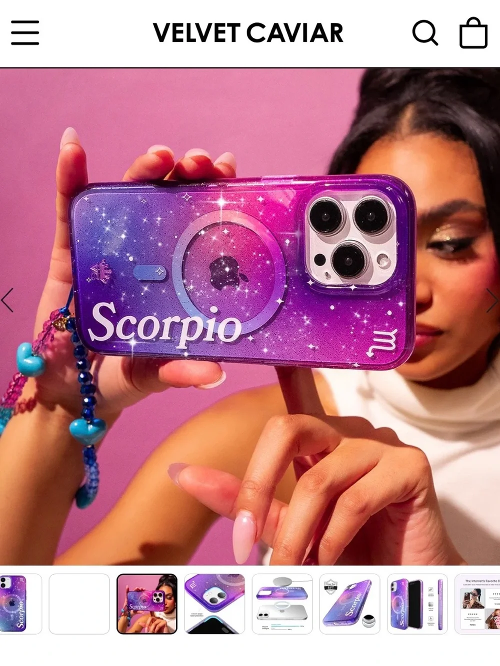 Velvet Caviar Purple Scorpio Glitter iPhone 12 Case